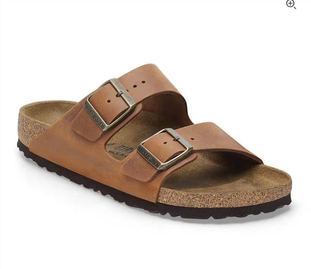 NEW BIRKENSTOCK women's arizona oiled leather sandal in cognac